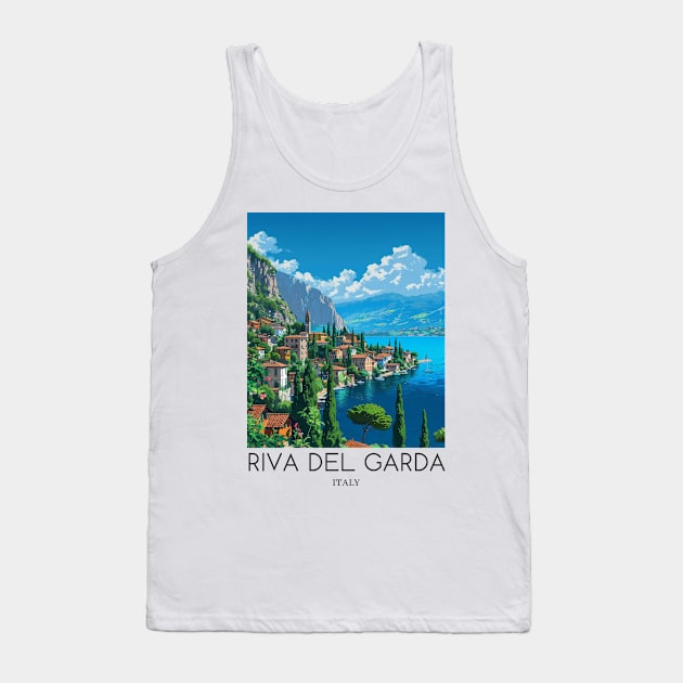 A Pop Art Travel Print of Riva del Garda - Italy Tank Top by Studio Red Koala